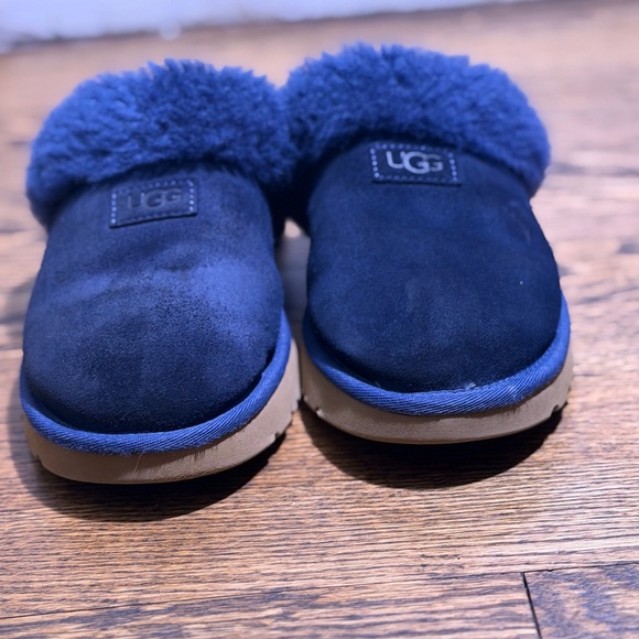 UGG Shoes - UGG Cozy Suede Sneakers with Sheepskin Lining, Navy Blue, Sz 7
